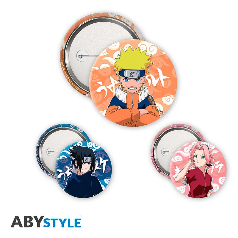 NARUTO - Badge Pack Naruto, Sasuke, Sakura (5cm + 3.2cm + 3.2cm)